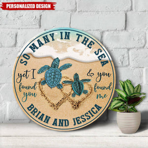 Couple Sea Turtle-Personalized Wooden Sign-Valentines Holiday Gifts For Lover