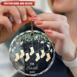 Family Christmas Stocking - Personalized Circle Glass Ornament