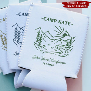 Personalized Camp Can Cooler, Party Favors, Party Gifts