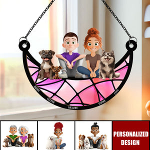 Girl And Her Dogs-Personalized Window Hanging Suncatcher Ornament