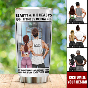 Gym Couple Beauty And The Beast's Training Center - Personalized Couple Tumbler