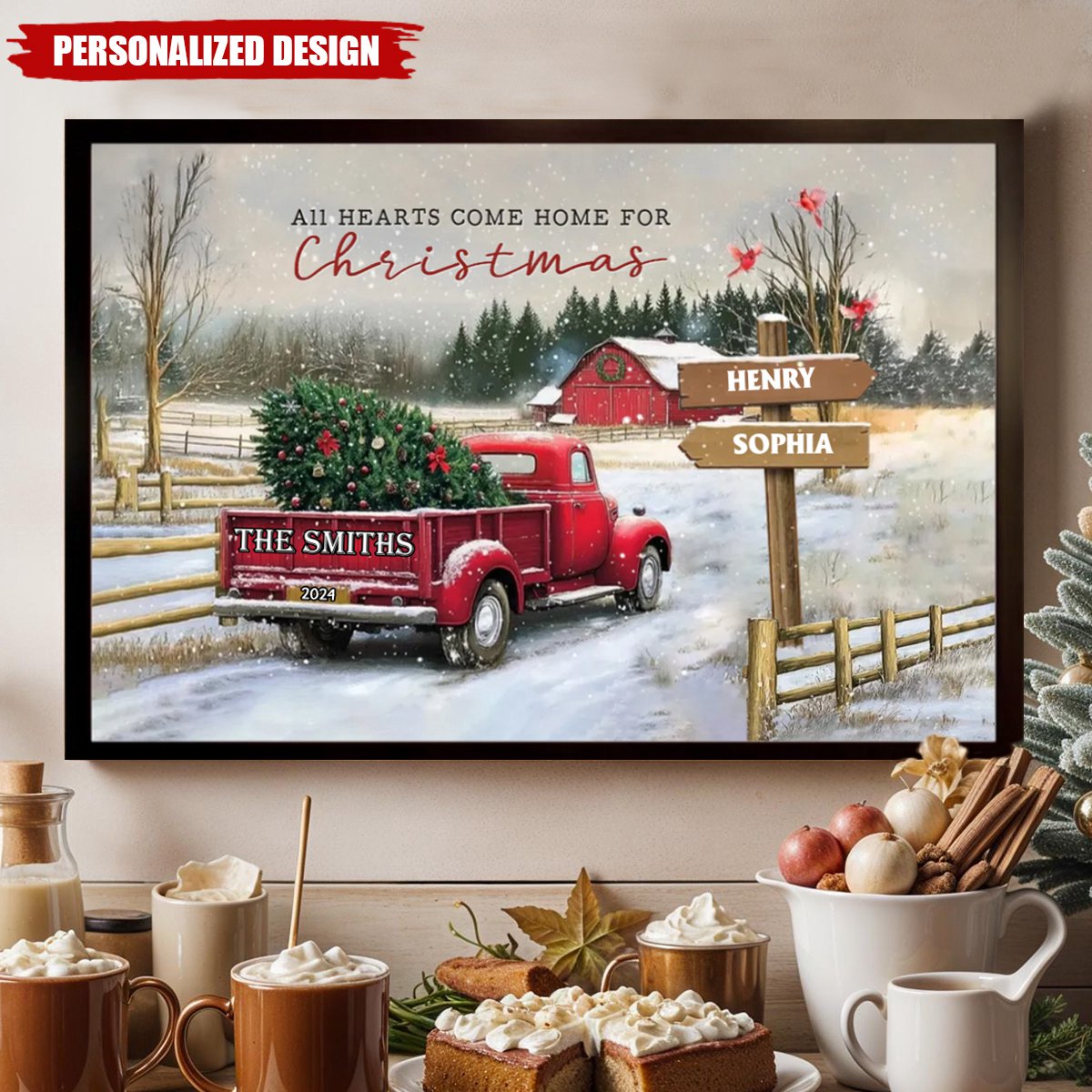 Personalized Family Farm Christmas Truck PosterGifts For Truck Lover