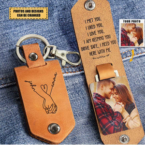 I Love You, I Am Keeping You - Personalized Leather Photo Keychain