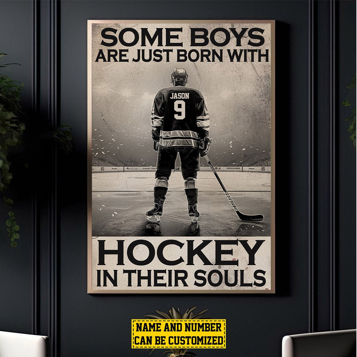 Some Boys Are Just Born With-Personalized Hockey Poster-Gift For Hockey Lovers, Hockey Boys