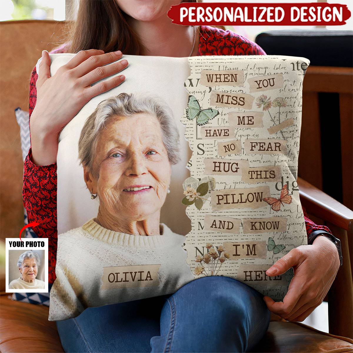 Memorial Hug This Pillow & Know I'm Here - Personalized Photo Pillow