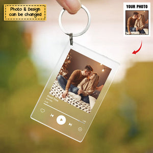 Custom Photo Create Your Own Music Art Song Valentine Personalized Acrylic Keychain