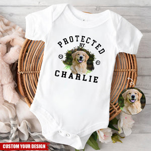 Protected By Pet - Personalized Custom Pet Photo Baby Onesie - Upload Pet Photo