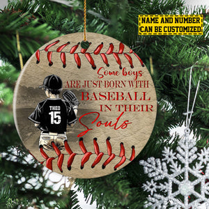 2024 New Release Some Boys Are Just Born With-Personalized Baseball Boy Christmas Ornament-Gift For Baseball Lovers