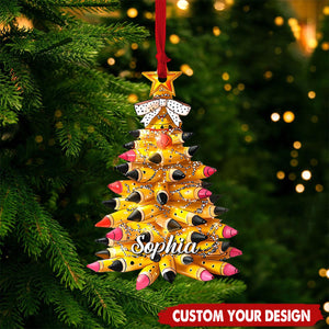 Personalized Pencil Tree Ornament-Gift for Teachers-2024 New Release