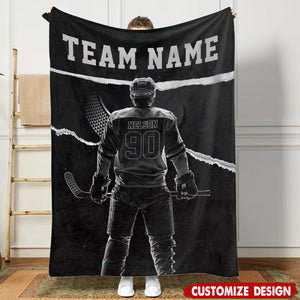 Personalized Hockey Boy Blanket, Gift For Hockey Lovers,Players