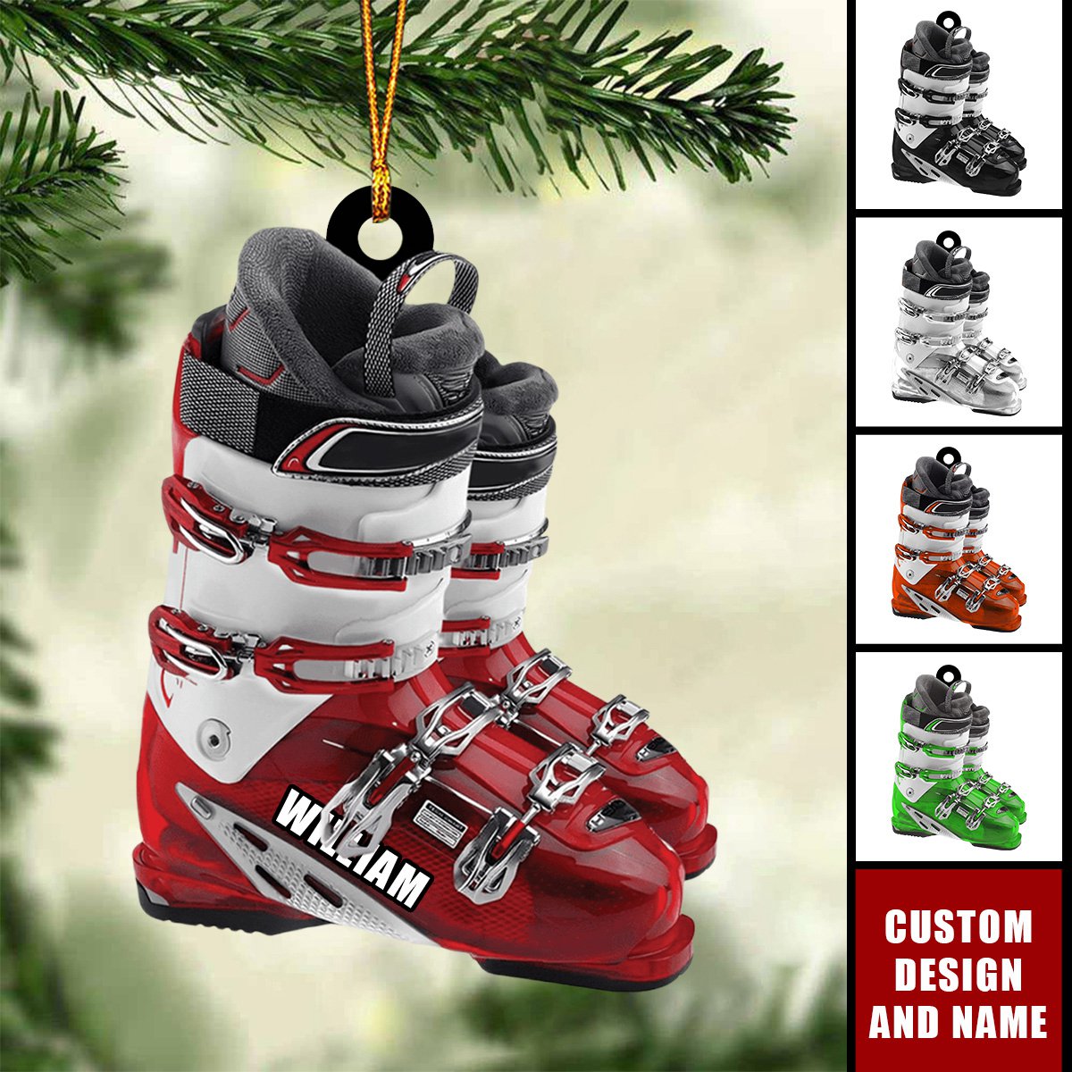 Personalized Winter Skiing Boots Christmas Ornament - Gift For Skiing Lovers-2024 New Release