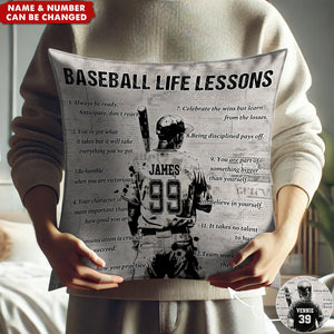 Personalized Baseball Life Lessons Pillow-Gift For Baseball Lovers