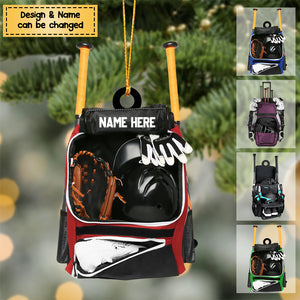 Personalized Baseball Bag Acrylic Christmas/Car Ornament