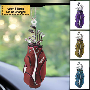 Personalized Golf Bag Acrylic Ornament - Gift for Golf Lovers