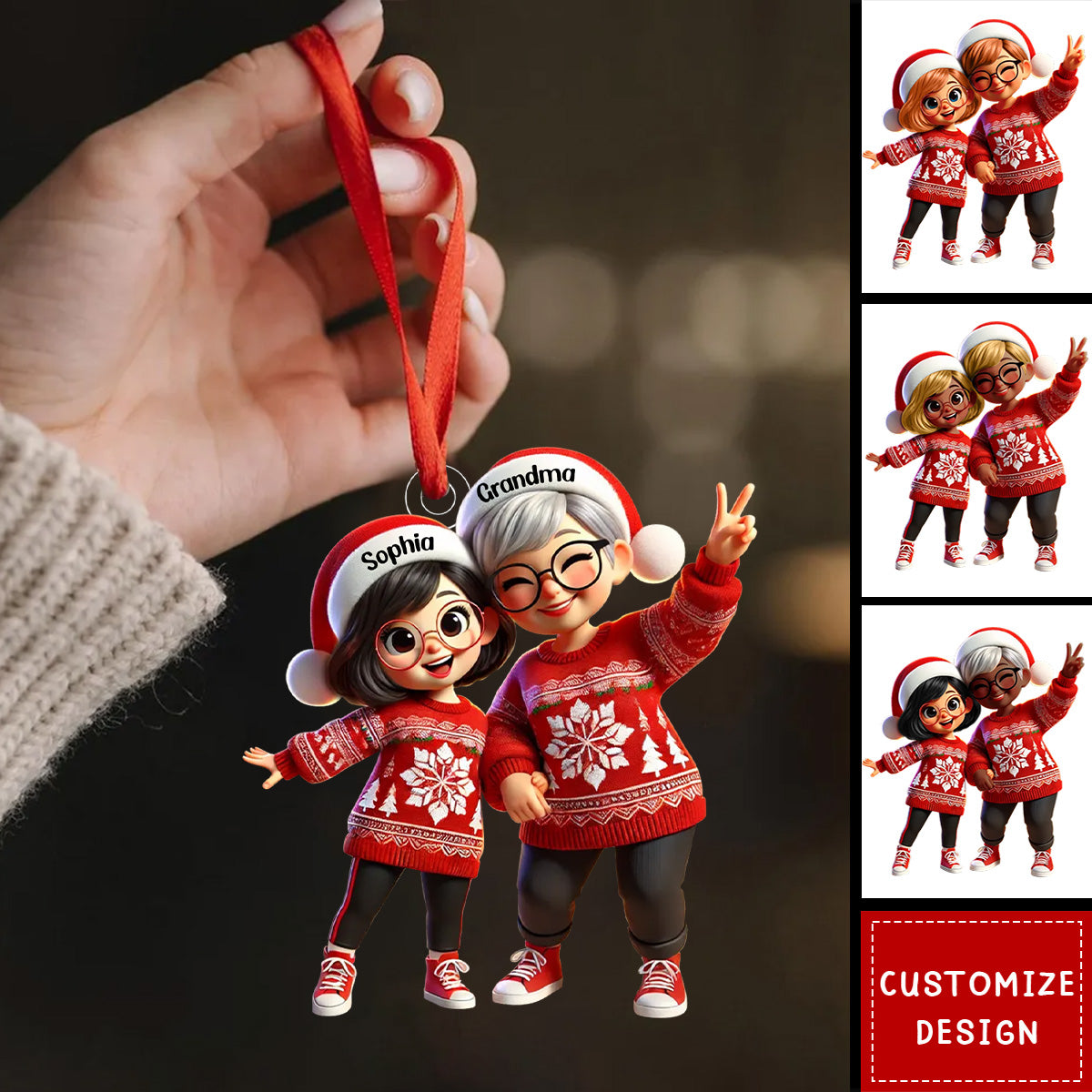 Happy Christmas Grandma Grandkids Personalized Acrylic Ornament