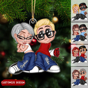 2024 New Release - Y2K Couple Personalized Acrylic Christmas Ornament, Gift For Couples