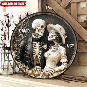 Skull Couple Personalized Wood Sign