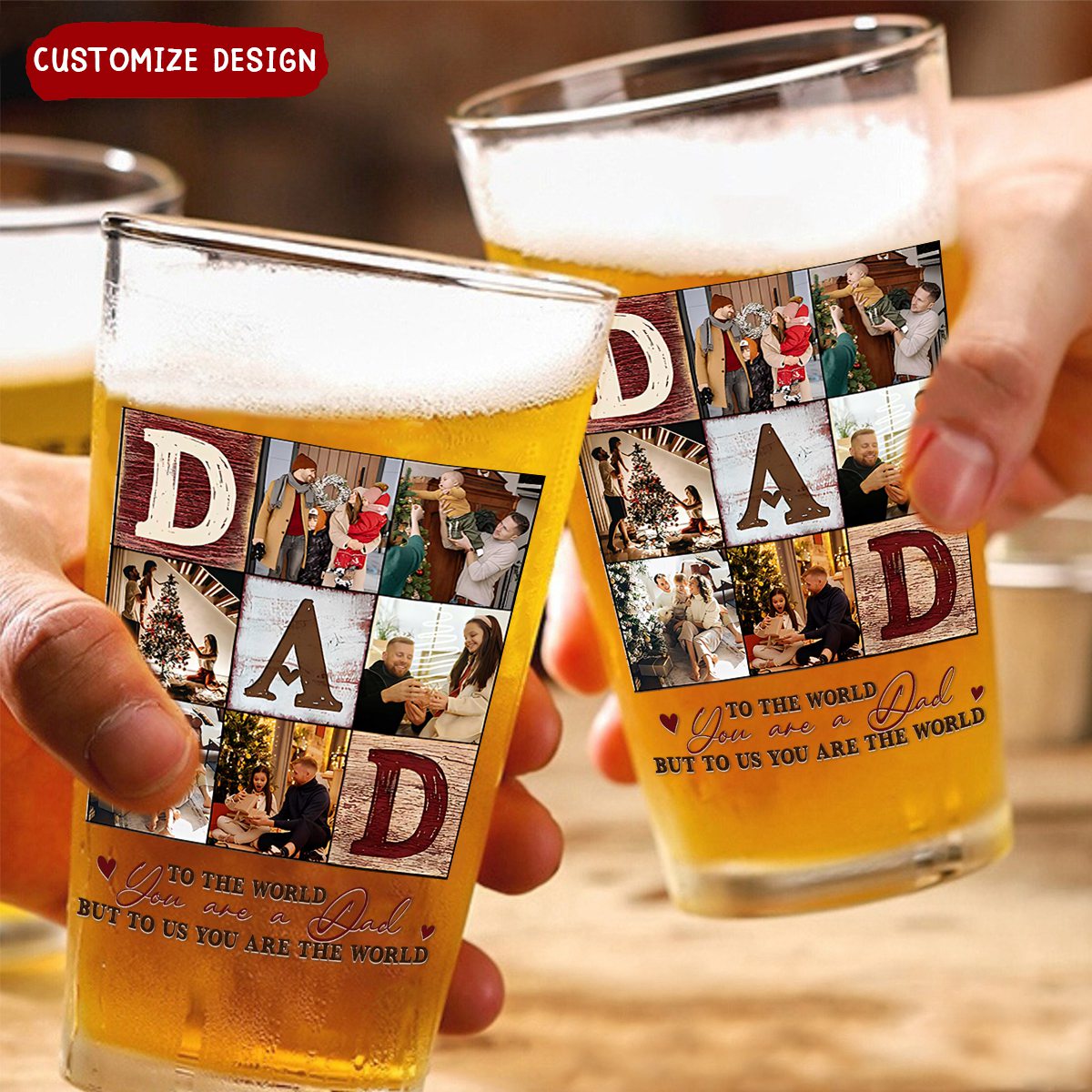 Dad Photo Collage - Personalized Beer Glass - Gifts For Dad, Best Father's Day Gifts