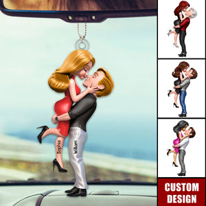 I Love You Forever - Personalized Couple Acrylic Car Ornament, Anniversary Gift For Couple