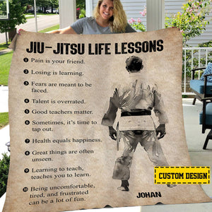 Personalized Jiu Jitsu Life Lessons Blanket, Gift For Jiu Jitsu Lovers