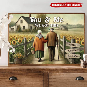 Old Couple Walking Growing Old Together Since Personalized Poster, Heartfelt Gift For Couple