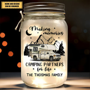 Personalized Camping Mason Jar Light - Gift For Couple, Husband Wife, Camping Lovers