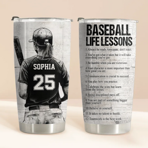 Personalized Baseball Life Lessons Tumbler - Gift For Baseball Lovers