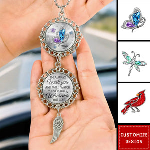 Connecting Love Through Memories - Personalized Metal Car Hanging Ornament With Charm - Sympathy Gift For Family Members