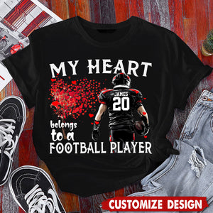 My Heart Belongs To A Football Player - Personalized T-shirt