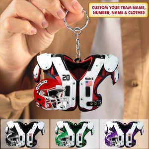 2024 New Release Personalized American Football Shoulder Pads And Helmet Acrylic Keychain