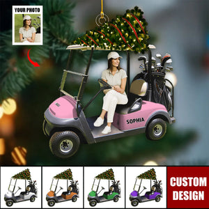 Personalized Golf Cart Upload Photo Christmas Ornament, Gift For Golf Lovers - 2024 New Release