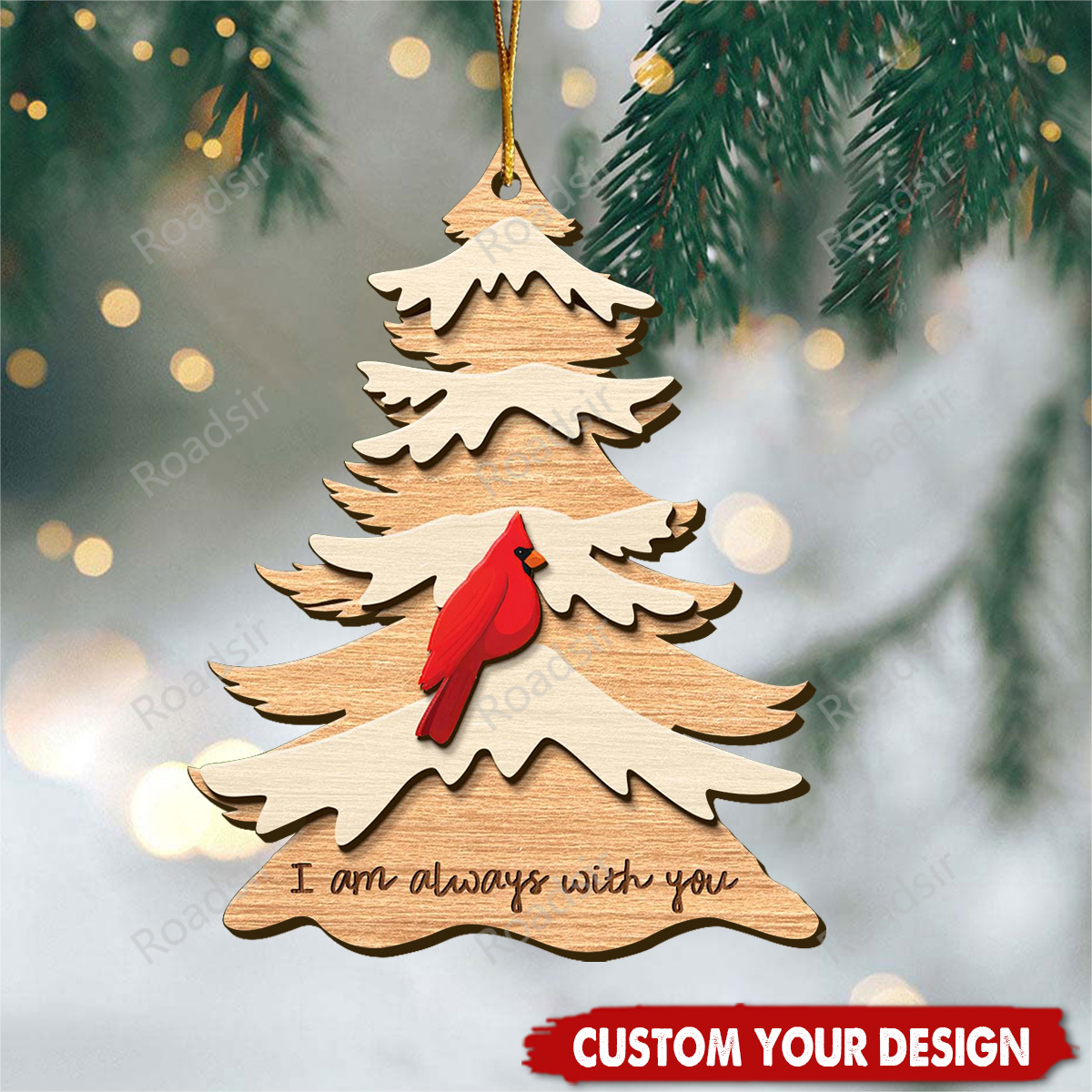 Personalized Cardinal Wooden Ornament, I am Always With You Memorial Ornament