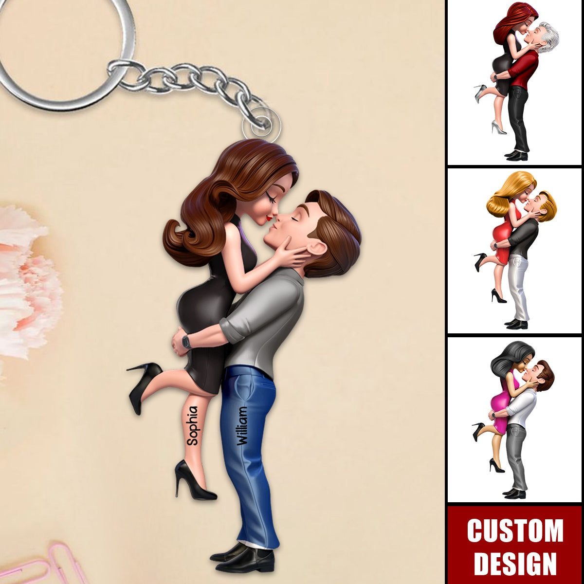 I Love You Forever - Personalized Couple Acrylic Keychain, Anniversary Gift For Couple