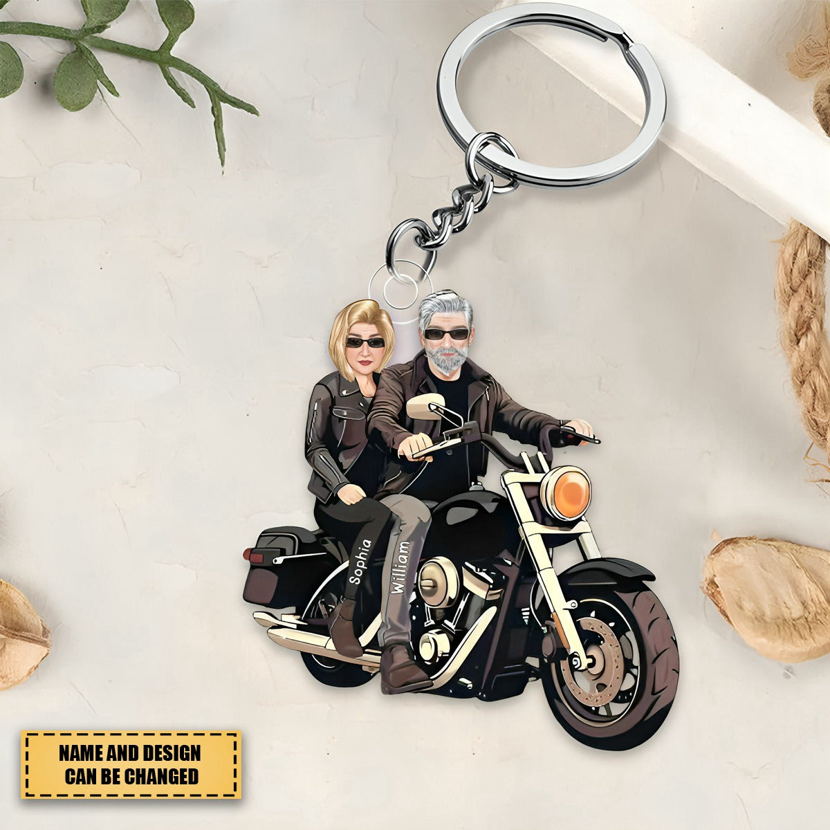 Grumpy Biker And His Wife - Gift For A Biker - Personalized Custom Acrylic Keychain