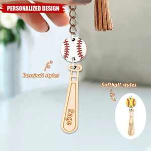 Personalized Name Baseball Keychain, Baseball Bat Keychain,  Softball Keychain, Gift for Sports Mom/Daughter/Baseball Fan