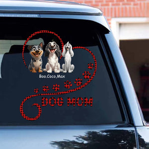 Cute Sitting Dog In Heart Personalized Decal - Gift For Dog Mom