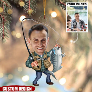 Fishing Is My Hobby - Personalized Photo Mica Ornament - Christmas Gift For Fishing Lover