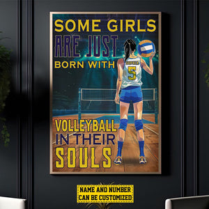 Some Girls Are Just Born With-Personalized Volleyball Poster-Gift For Volleyball Lovers,Volleyball Girls