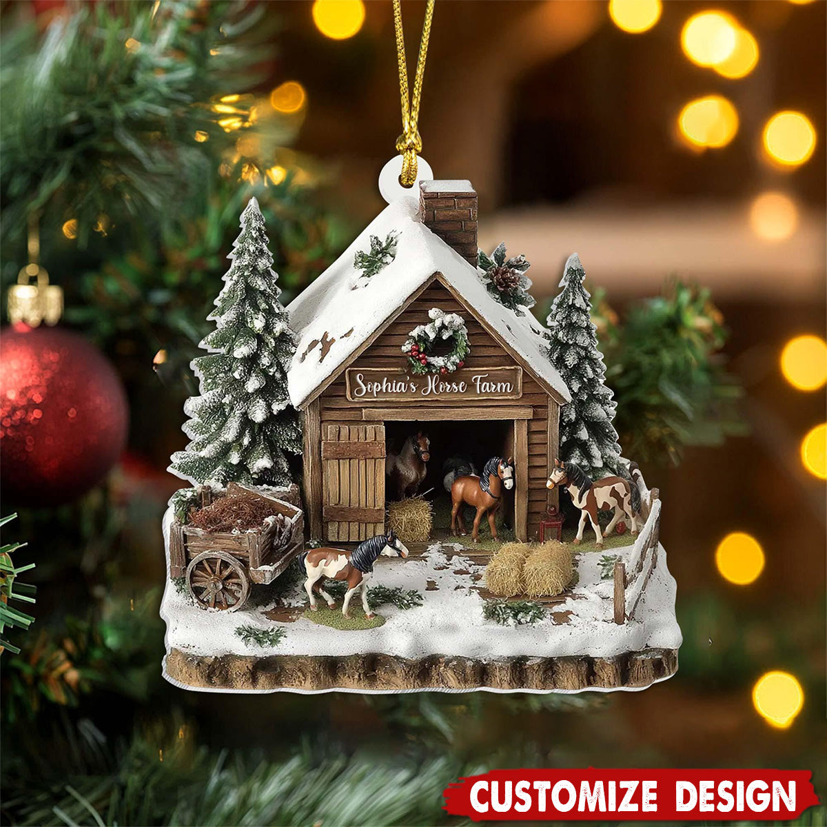 Personalized Horse Barn Christmas Ornament - Gifts For Horse Lover