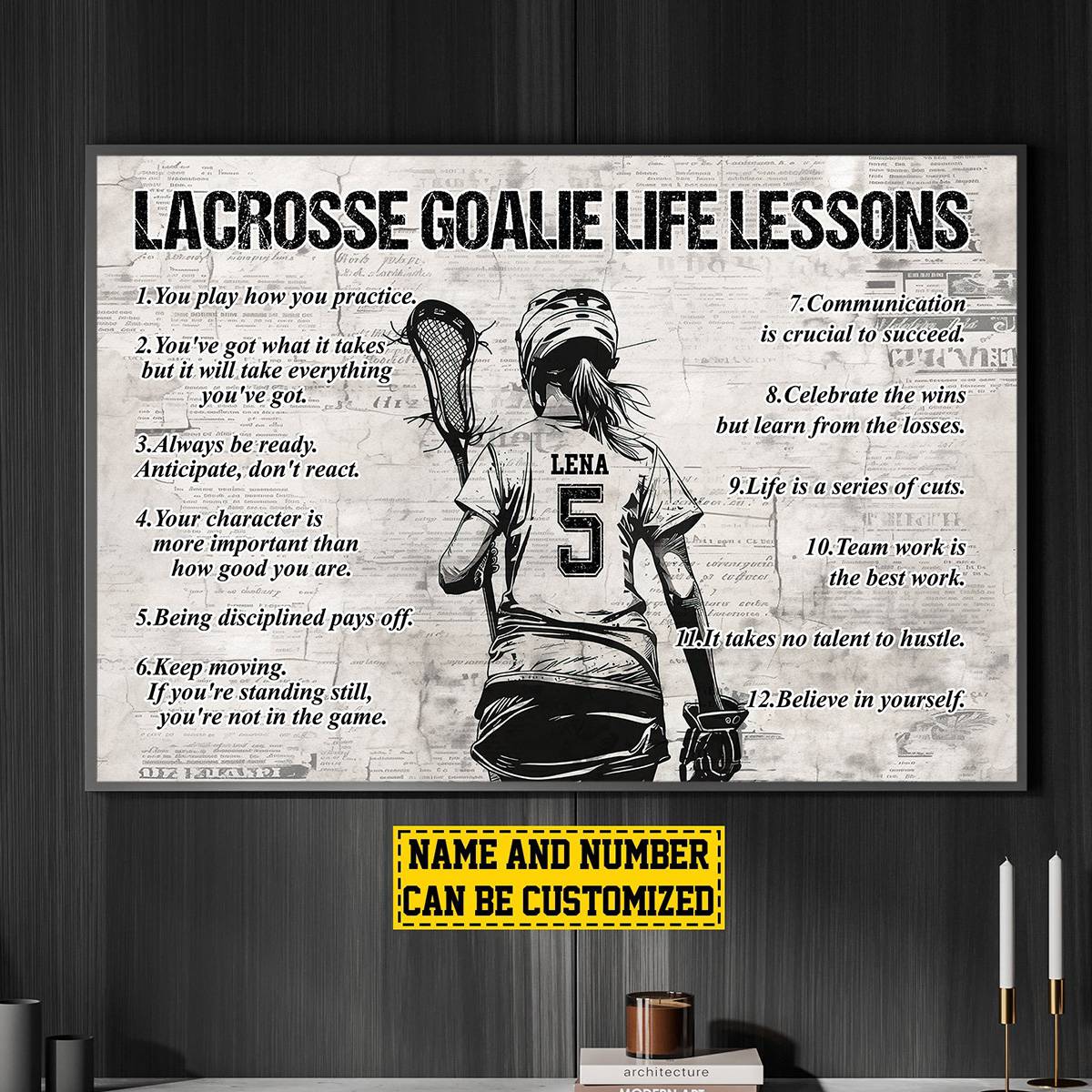 Personalized Lacrosse Goalie Girl Life Lessons Poster - Gift For Lacrosse Goalie Lovers