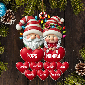 Christmas Grandma & Grandpa Mom & Dad With Heart Kids Personalized Acrylic Ornament