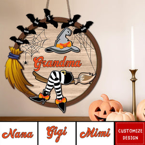 Nana Life Witch Fly With Broom And Enter Kid Names Personalized Wood Sign