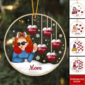 2024 New Release Snowman Grandma Mom - Personalized Circle Ornament-Best Christmas Gift For Family