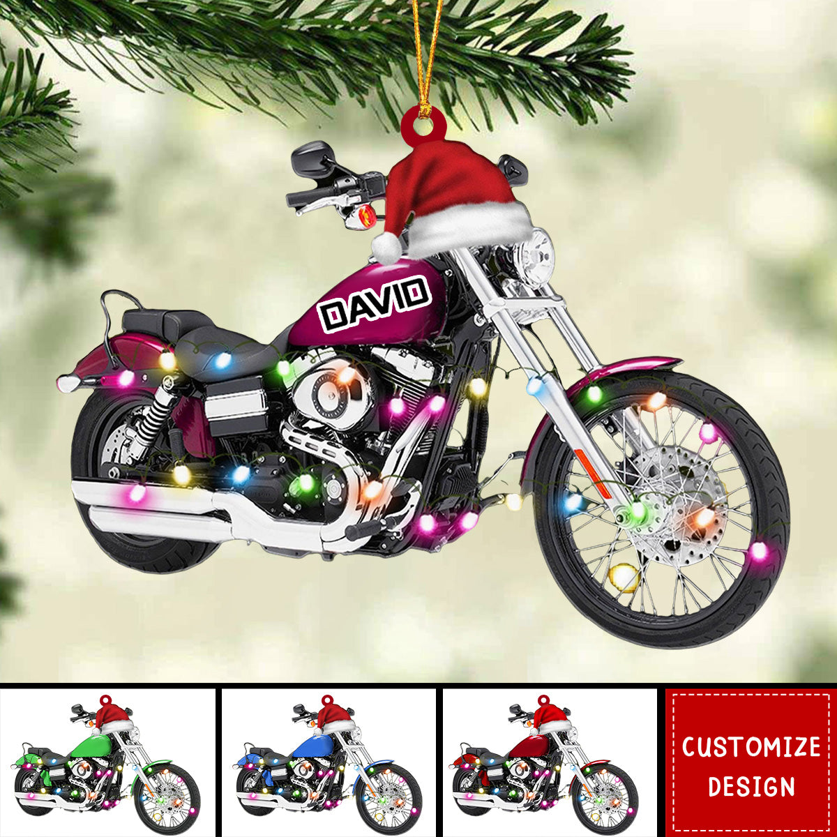 2024 New Release Cool Multicolor Hat Motorcycle-Personalized Christmas Acrylic Ornaments-Gift For Motorcycle Lover