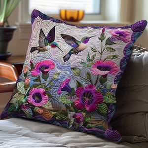 Purple Hummingbirds Pillow - Gift For Bird Lovers