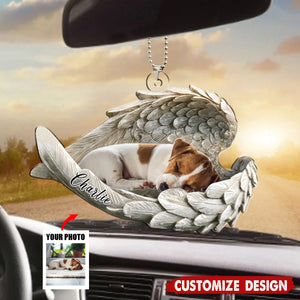 In Angel Wings - Personalized Memorial Car Ornament, Gift For Pet Lovers