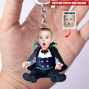 Funny Halloween Custom Face For Kids Personalized Acrylic Photo Keychain