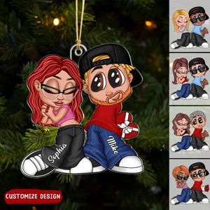 2024 New Release - Y2K Couple Personalized Acrylic Christmas Ornament, Gift For Couples