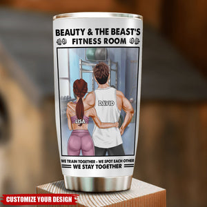 Gym Couple Beauty And The Beast's Training Center - Personalized Couple Tumbler