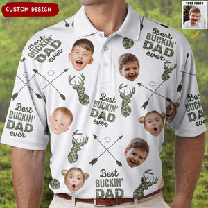 Best Buckin' Dad Ever - Personalized Photo Polo Shirt